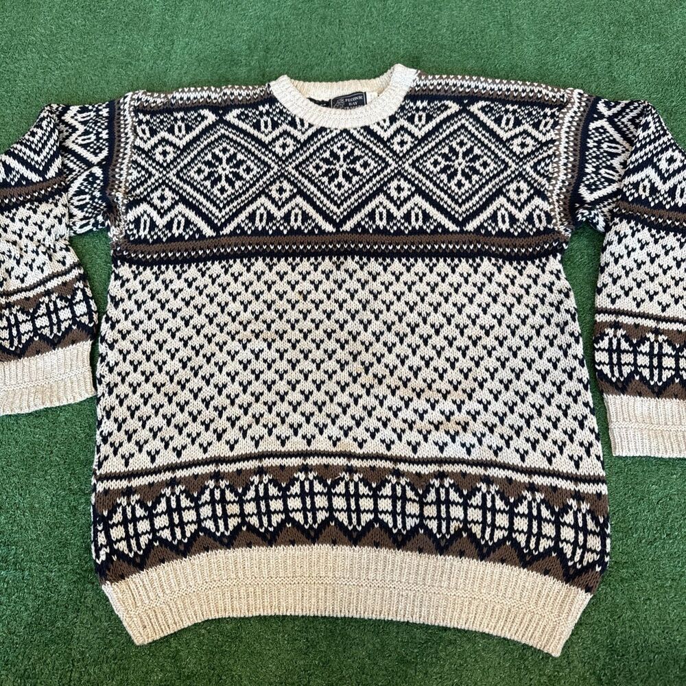 Vintage Peconic Bay Traders Sweater Mens Large Tall USA 100% Cotton Nordic Knit